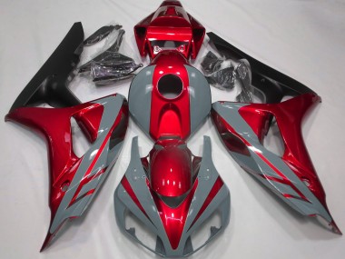 2006-2007 Nardo Grey and Red Honda CBR1000RR Motorcycle Fairings
