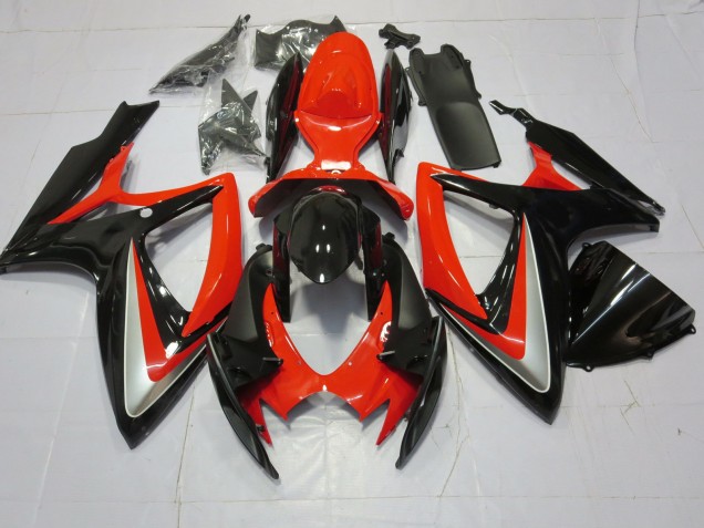 2006-2007 Orange Silver and Black Suzuki GSXR 600-750 Motorcycle Fairings 2006-2007 Orange Silver and Black Suzuki GSXR 600-750 Motorcycle Fairings