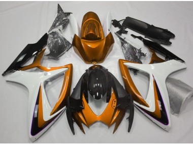 2006-2007 Orange & White Debadged Suzuki GSXR 600-750 Motorcycle Fairings