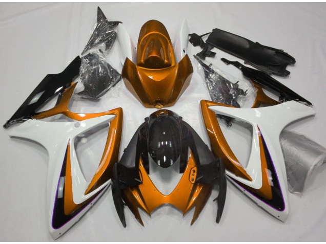 2006-2007 Orange & White Debadged Suzuki GSXR 600-750 Motorcycle Fairings 2006-2007 Orange & White Debadged Suzuki GSXR 600-750 Motorcycle Fairings