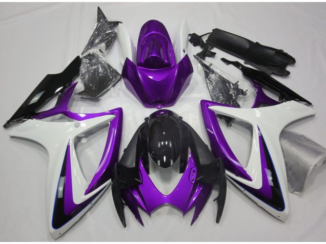 2006-2007 Purple & White Debadged Suzuki GSXR 600-750 Motorcycle Fairings 2006-2007 Purple & White Debadged Suzuki GSXR 600-750 Motorcycle Fairings