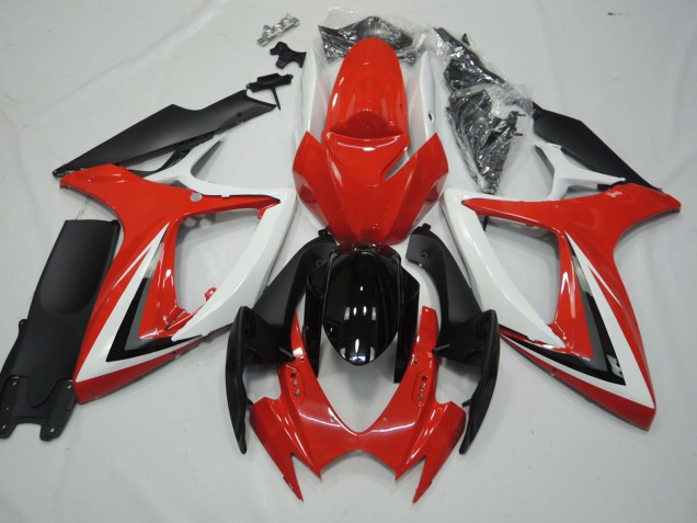 2006-2007 Red and White Suzuki GSXR 600-750 Motorcycle Fairings 2006-2007 Red and White Suzuki GSXR 600-750 Motorcycle Fairings