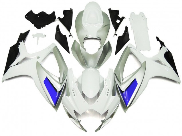 2006-2007 Silver White and Blue Gloss Style Suzuki GSXR 600-750 Motorcycle Fairings 2006-2007 Silver White and Blue Gloss Style Suzuki GSXR 600-750 Motorcycle Fairings
