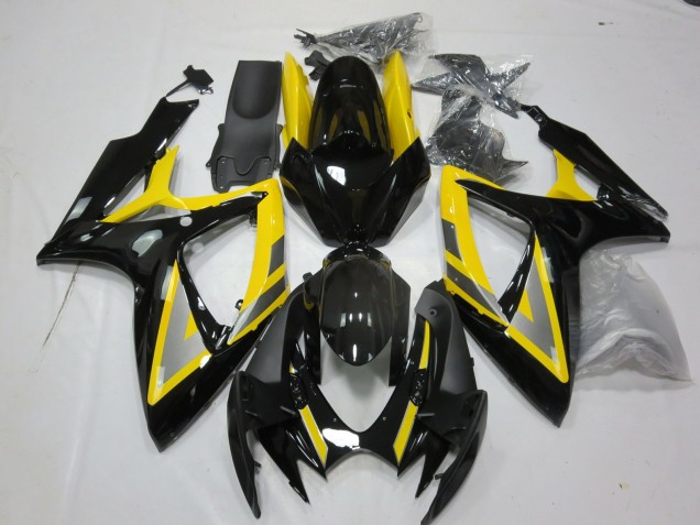 2006-2007 Silver and Black Yellow Suzuki GSXR 600-750 Motorcycle Fairings 2006-2007 Silver and Black Yellow Suzuki GSXR 600-750 Motorcycle Fairings