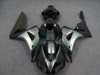 2006-2007 Silver with Blue Pin Stripe Honda CBR1000RR Motorcycle Fairings