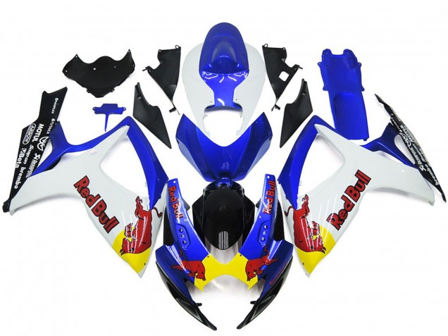 2006-2007 White and Blue Red Bull Custom Suzuki GSXR 600-750 Motorcycle Fairings 2006-2007 White and Blue Red Bull Custom Suzuki GSXR 600-750 Motorcycle Fairings