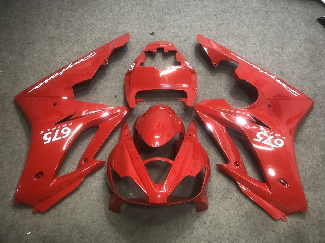 2006-2008 Red with White Decals Triumph Daytona 675 Motorcycle Fairings 2006-2008 Red with White Decals Triumph Daytona 675 Motorcycle Fairings