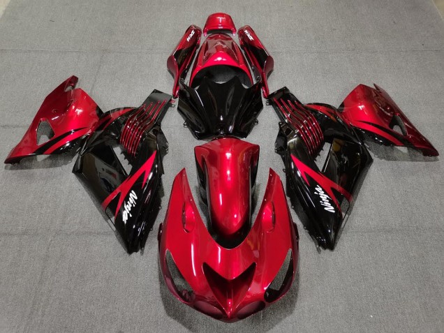 2006-2011 Fire Red and Black Kawasaki ZX14R Motorcycle Fairings 2006-2011 Fire Red and Black Kawasaki ZX14R Motorcycle Fairings