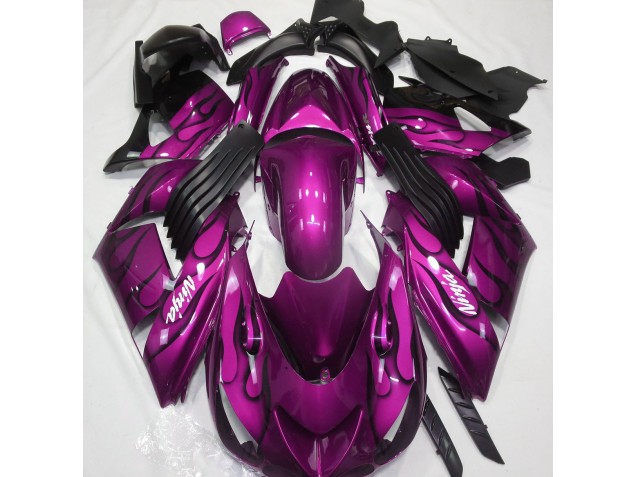 2006-2011 Gloss Pink & Flame Kawasaki ZX14R Motorcycle Fairings 2006-2011 Gloss Pink & Flame Kawasaki ZX14R Motorcycle Fairings