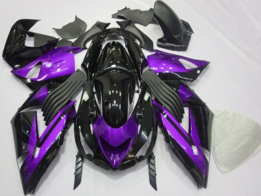 2006-2011 Gloss Purple and Black Plain Kawasaki ZX14R Motorcycle Fairings