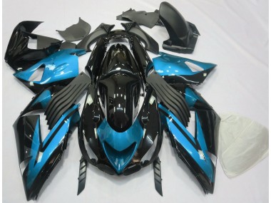 2006-2011 Light Blue and Black Plain Kawasaki ZX14R Motorcycle Fairings