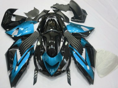 2006-2011 Light Blue and Black Plain Kawasaki ZX14R Motorcycle Fairings