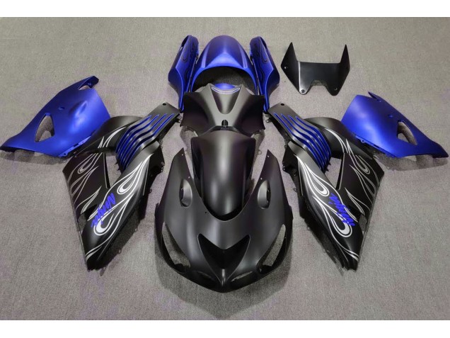 2006-2011 Matte Black and Blue Kawasaki ZX14R Motorcycle Fairings 2006-2011 Matte Black and Blue Kawasaki ZX14R Motorcycle Fairings