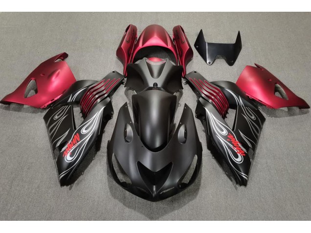 2006-2011 Matte Black and Red Kawasaki ZX14R Motorcycle Fairings 2006-2011 Matte Black and Red Kawasaki ZX14R Motorcycle Fairings