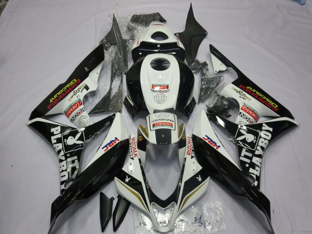 2007-2008 Black and White Playboy Honda CBR600RR Motorcycle Fairings 2007-2008 Black and White Playboy Honda CBR600RR Motorcycle Fairings