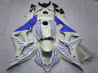 2007-2008 Blue Flame on White Honda CBR600RR Motorcycle Fairings