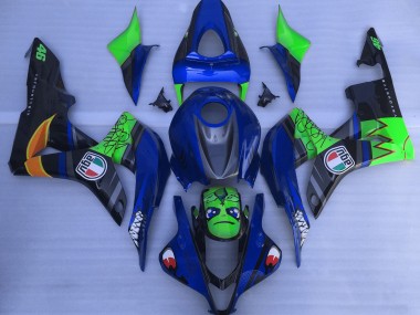2007-2008 Blue and Green Shark Honda CBR600RR Motorcycle Fairings