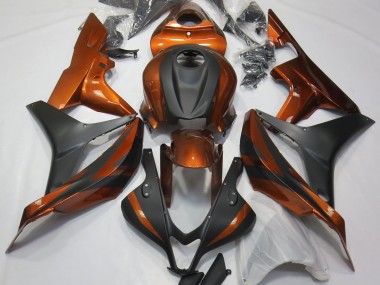 2007-2008 Burnt Orange and Matte Black Honda CBR600RR Motorcycle Fairings
