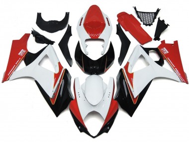 2007-2008 Custom Red and White with Black Suzuki GSXR 1000 Motorcycle Fairings