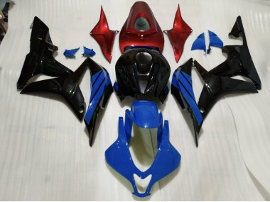 2007-2008 Gloss Black & Blue and Red Accents Honda CBR600RR Motorcycle Fairings