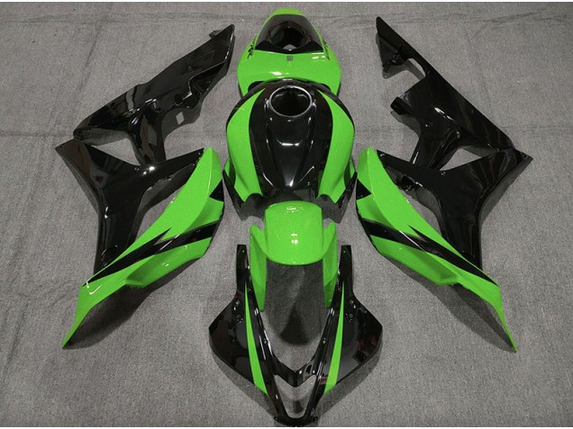 2007-2008 Gloss Black & Green Honda CBR600RR Motorcycle Fairings 2007-2008 Gloss Black & Green Honda CBR600RR Motorcycle Fairings