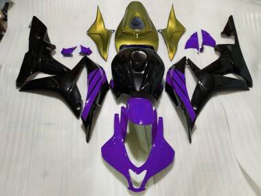 2007-2008 Gloss Black & Purple and Gold Accents Honda CBR600RR Motorcycle Fairings