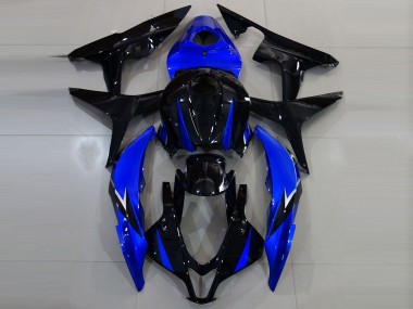 2007-2008 Gloss Black and Blue Honda CBR600RR Motorcycle Fairings