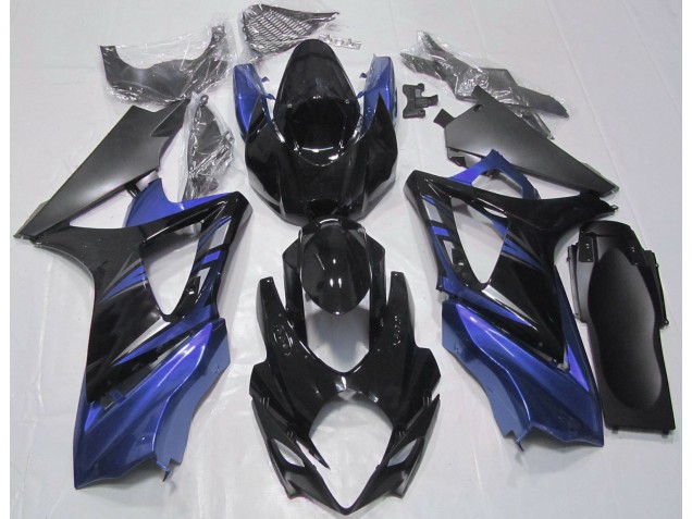 2007-2008 Gloss Black and Blue Suzuki GSXR 1000 Motorcycle Fairings