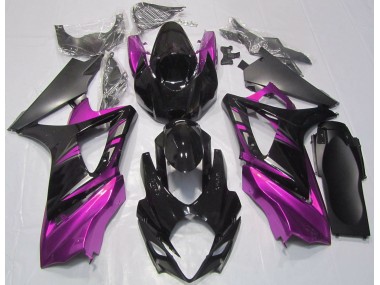 2007-2008 Gloss Black and Pink Suzuki GSXR 1000 Motorcycle Fairings