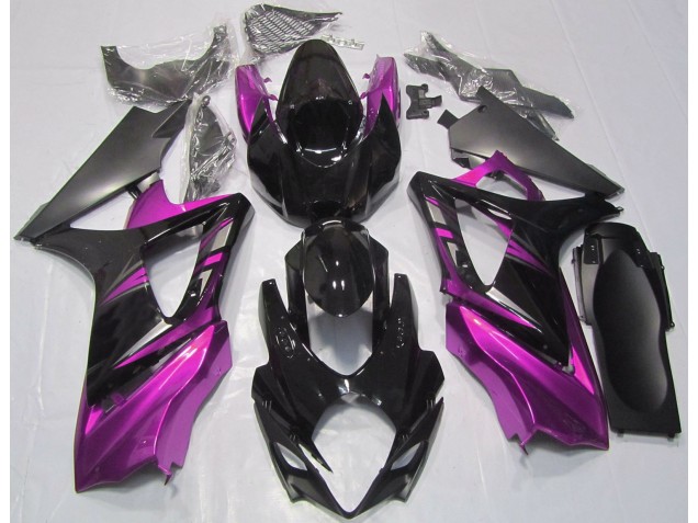 2007-2008 Gloss Black and Pink Suzuki GSXR 1000 Motorcycle Fairings 2007-2008 Gloss Black and Pink Suzuki GSXR 1000 Motorcycle Fairings