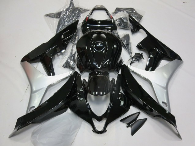 2007-2008 Gloss Black and Silver Honda CBR600RR Motorcycle Fairings 2007-2008 Gloss Black and Silver Honda CBR600RR Motorcycle Fairings