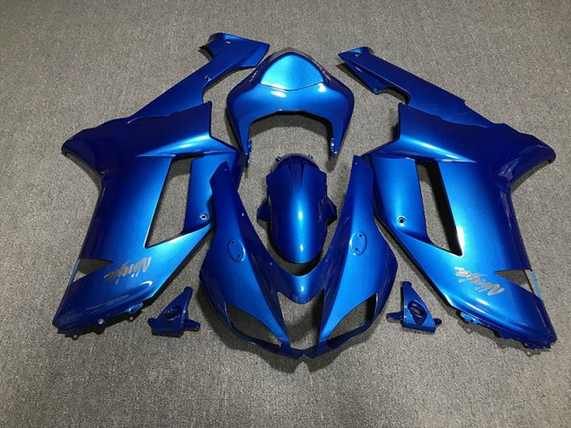 2007-2008 Gloss Blue & Chrome Logos Kawasaki ZX6R Motorcycle Fairings 2007-2008 Gloss Blue & Chrome Logos Kawasaki ZX6R Motorcycle Fairings