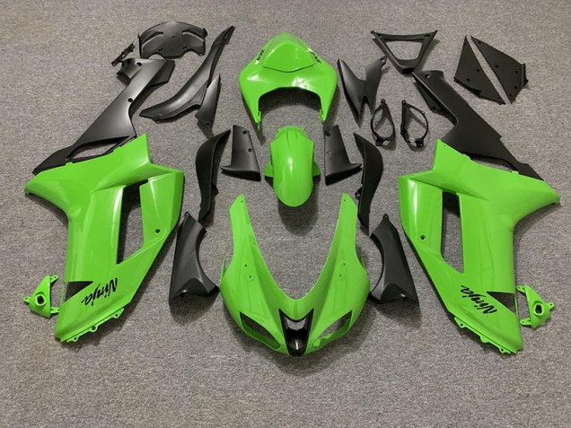 2007-2008 Gloss Green and Matte Black Kawasaki ZX6R Motorcycle Fairings 2007-2008 Gloss Green and Matte Black Kawasaki ZX6R Motorcycle Fairings