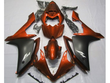 2007-2008 Gloss Orange and Black Yamaha R1 Motorcycle Fairings