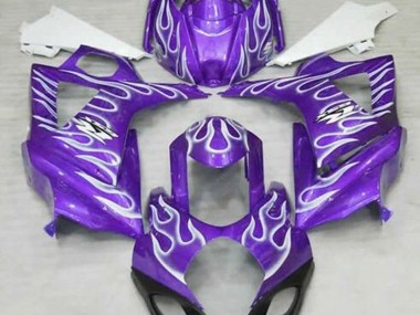 2007-2008 Gloss Purple and White Flame Suzuki GSXR 1000 Motorcycle Fairings