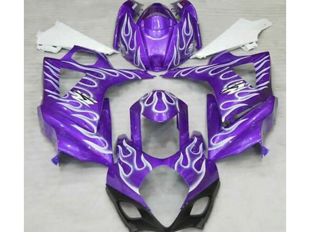2007-2008 Gloss Purple and White Flame Suzuki GSXR 1000 Motorcycle Fairings