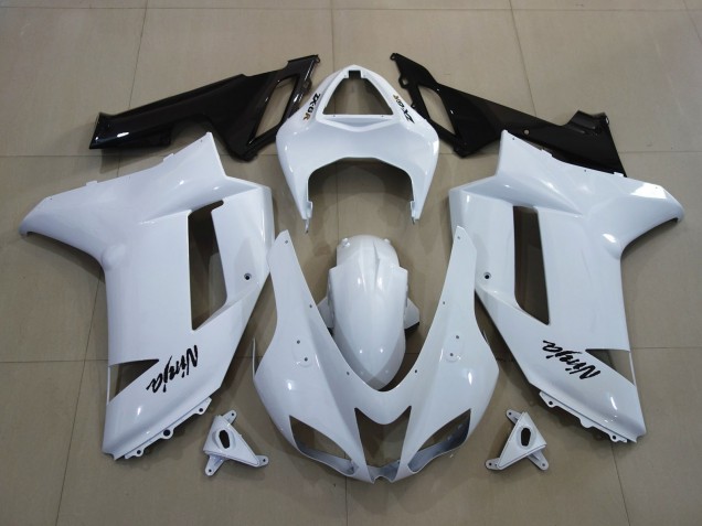 2007-2008 Gloss White Kawasaki ZX6R Motorcycle Fairings 2007-2008 Gloss White Kawasaki ZX6R Motorcycle Fairings
