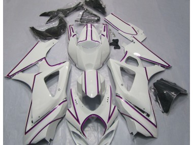 2007-2008 Gloss White Pink Pin Stripe Suzuki GSXR 1000 Motorcycle Fairings