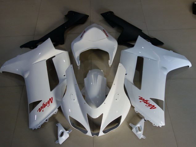 2007-2008 Gloss White & Red Logos Kawasaki ZX6R Motorcycle Fairings 2007-2008 Gloss White & Red Logos Kawasaki ZX6R Motorcycle Fairings