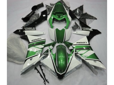 2007-2008 Gloss White and Green Yamaha R1 Motorcycle Fairings