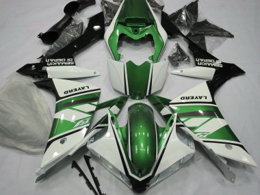 2007-2008 Gloss White and Green Yamaha R1 Motorcycle Fairings