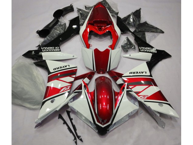 2007-2008 Gloss White and Red Yamaha R1 Motorcycle Fairings 2007-2008 Gloss White and Red Yamaha R1 Motorcycle Fairings