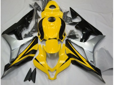 2007-2008 Gloss Yellow Silver and Black Honda CBR600RR Motorcycle Fairings