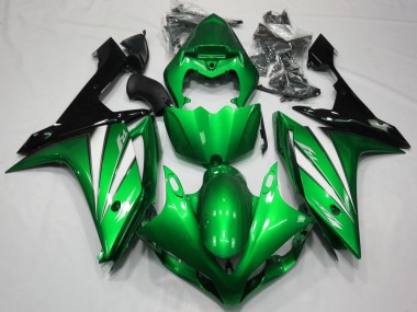 2007-2008 Green White and Black Yamaha R1 Motorcycle Fairings