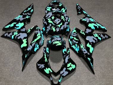 2007-2008 Green and Gray Camouflage Honda CBR600RR Motorcycle Fairings