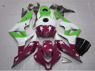 2007-2008 Green and Maroon Stars and Stripes Honda CBR600RR Motorcycle Fairings