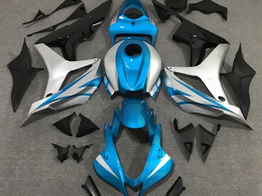 2007-2008 Light Blue and Silver OEM Style Honda CBR600RR Motorcycle Fairings