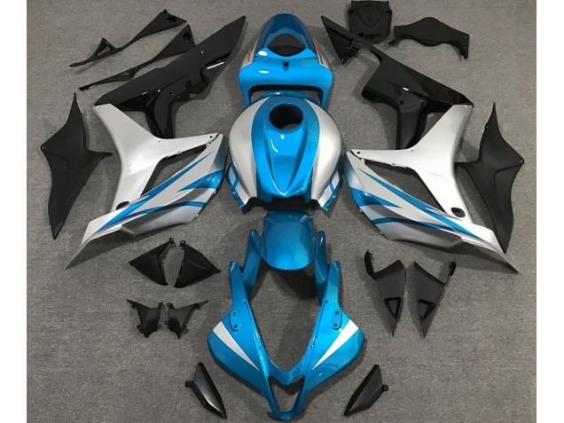 2007-2008 Light Blue and Silver OEM Style Honda CBR600RR Motorcycle Fairings 2007-2008 Light Blue and Silver OEM Style Honda CBR600RR Motorcycle Fairings