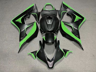 2007-2008 Matte Black & Green Honda CBR600RR Motorcycle Fairings