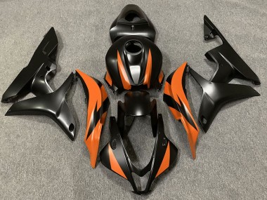 2007-2008 Matte Black & Orange Design Honda CBR600RR Motorcycle Fairings